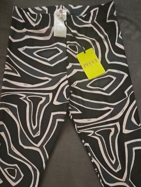 Emilio Pucci Black & White Abstract Wave-Print Kids Leggings